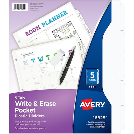 Avery Dividers, W&E, 5Tab, Wht, 1St AVE16825